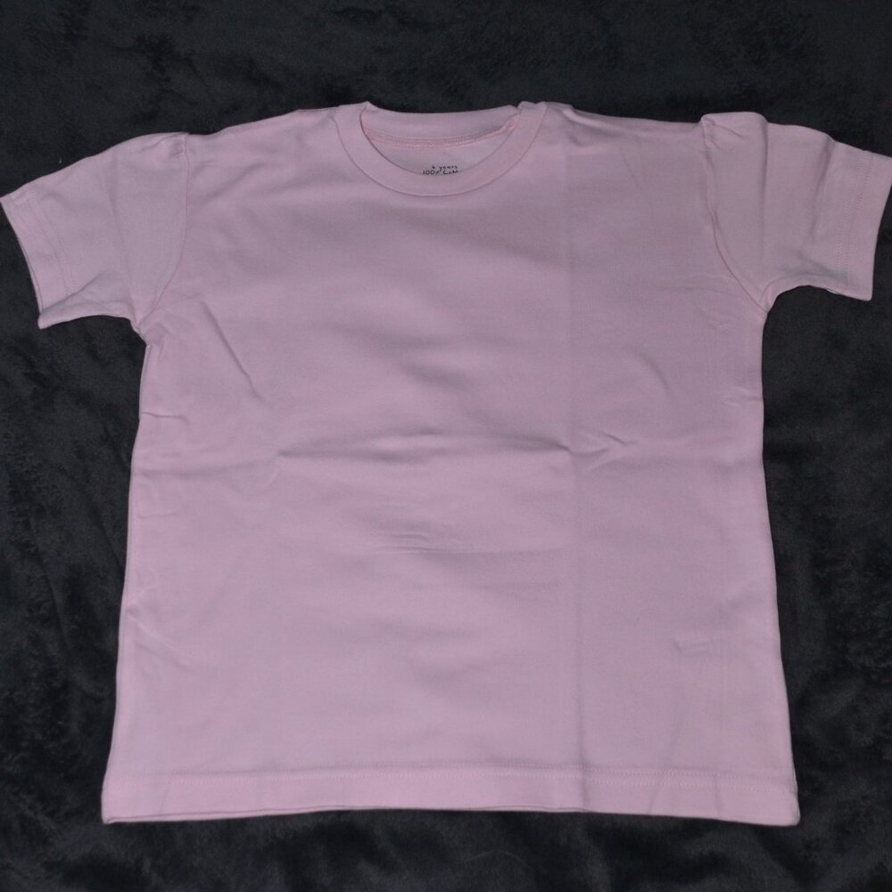 100% Organic Cotton Kids T Shirt Plain Pink Short Sleeve Sized- 6 Years 5-pack